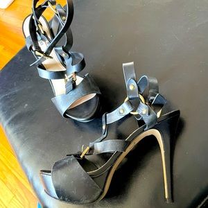 Vintage y2k Bandage Strap Rockstar dominatrix Sandal Whimsygoth heels distressed